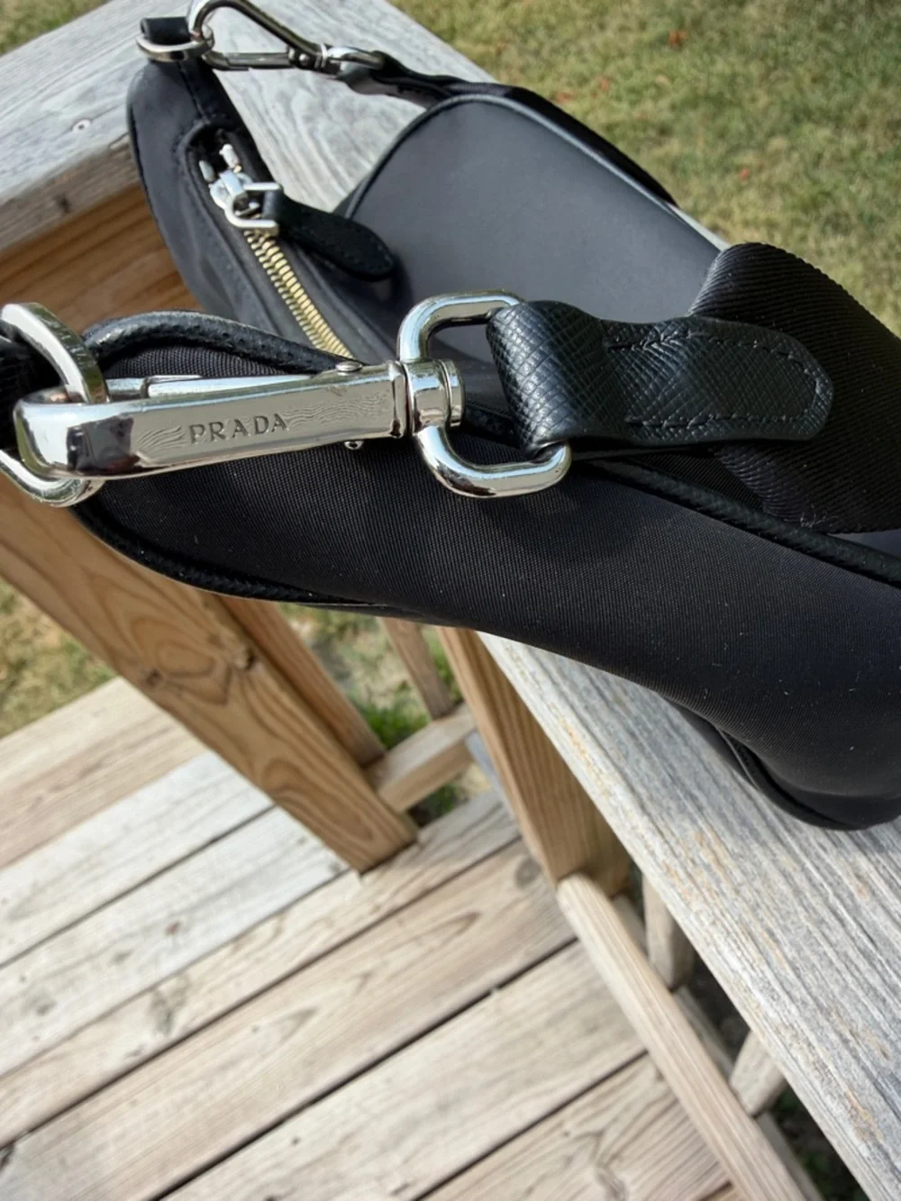 Prada Re-Edition 2005 Black Nylon Messenger Bag with Logo Strap